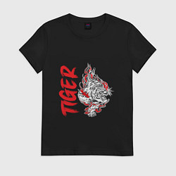 Футболка хлопковая женская Fire - Tiger, цвет: черный