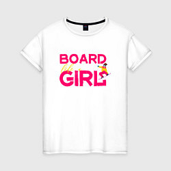 Футболка хлопковая женская BOARD LIKE A GIRL, цвет: белый