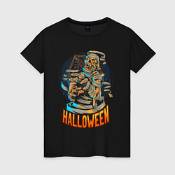 Футболка хлопковая женская Halloween Mummy, цвет: черный