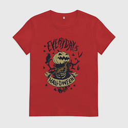 Футболка хлопковая женская Halloween, цвет: красный