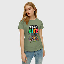 Футболка хлопковая женская Toca Life, цвет: авокадо — фото 2