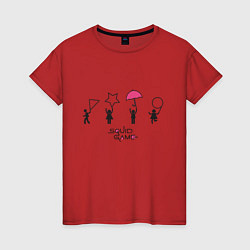 Футболка хлопковая женская Сахарные Соты Squid Game, цвет: красный