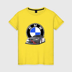 Футболка хлопковая женская БМВ Е92 BMW E92, цвет: желтый