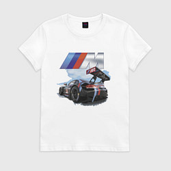 Футболка хлопковая женская BMW M POWER Motorsport Racing Team, цвет: белый