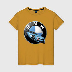 Футболка хлопковая женская BMW самая престижная марка автомобиля, цвет: горчичный