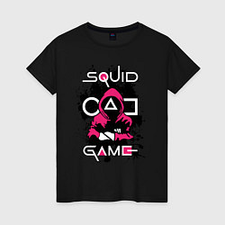 Футболка хлопковая женская Squid gameguard-killer, цвет: черный