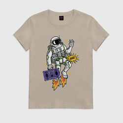 Футболка хлопковая женская Space disco bang!, цвет: миндальный