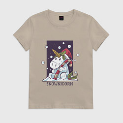 Футболка хлопковая женская Snownicorn, цвет: миндальный