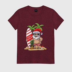 Футболка хлопковая женская Santa on Vibe, цвет: меланж-бордовый