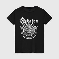 Футболка хлопковая женская Белый логотип Sabaton, цвет: черный