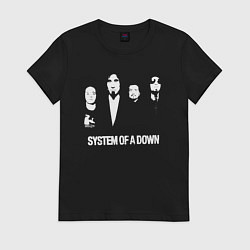Футболка хлопковая женская Состав группы System of a Down, цвет: черный