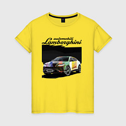 Футболка хлопковая женская Lamborghini Urus - это очень круто!, цвет: желтый