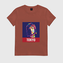 Футболка хлопковая женская Tokyo - Токио, цвет: кирпичный