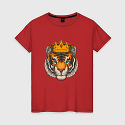Футболка хлопковая женская Тигр в короне Tiger in the crown, цвет: красный