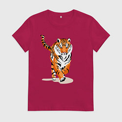 Футболка хлопковая женская Властный хозяин джунглей, цвет: маджента