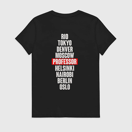 Женская футболка БУМАЖНЫЙ ДОМ ГЕРОИ НА СПИНЕ / Черный – фото 2