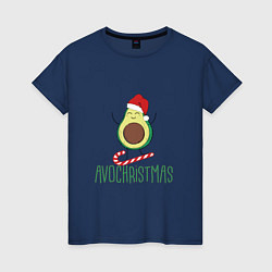 Футболка хлопковая женская AVOCHRISTMAS AVOCADO, цвет: тёмно-синий