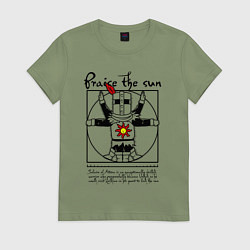 Футболка хлопковая женская Dark Souls - Praise the Sun!, цвет: авокадо