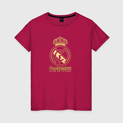 Футболка хлопковая женская Real Madrid gold logo, цвет: маджента