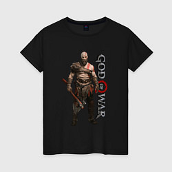 Футболка хлопковая женская КРАТОС, БОГ ВОЙНЫ GOD OF WAR, цвет: черный