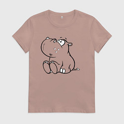 Футболка хлопковая женская Бегемотик детский cotton theme, цвет: пыльно-розовый