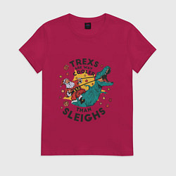Футболка хлопковая женская T-Rex Christmas, цвет: маджента