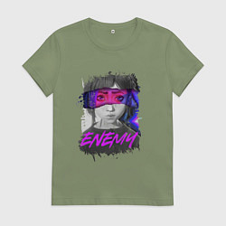 Футболка хлопковая женская Everywere My Enemy, цвет: авокадо