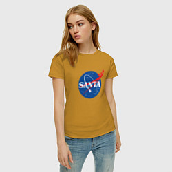 Футболка хлопковая женская S A N T A NASA, цвет: горчичный — фото 2