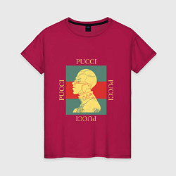 Футболка хлопковая женская PUCCI GOLD ПУЧЧИ ЗОЛОТО, цвет: маджента