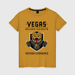 Футболка хлопковая женская Vegas Golden Knights Вегас Золотые Рыцари, цвет: горчичный