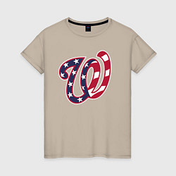 Футболка хлопковая женская Washington Nationals - baseball team, цвет: миндальный