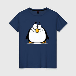 Футболка хлопковая женская Глазастый пингвин, цвет: тёмно-синий
