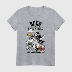 Футболка хлопковая женская Beer & RocknRoll, цвет: меланж
