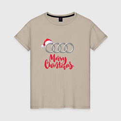 Футболка хлопковая женская AUDI MERRY CHRISTMAS, цвет: миндальный