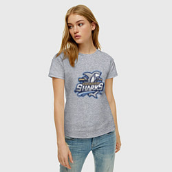 Футболка хлопковая женская Wilmington sharks -baseball team, цвет: меланж — фото 2