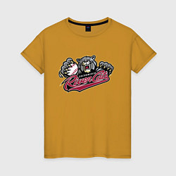 Футболка хлопковая женская Sacramento River Cats - baseball team, цвет: горчичный
