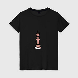 Футболка хлопковая женская Шахматный король граффити, цвет: черный