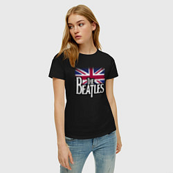 Футболка хлопковая женская The Beatles Great Britain Битлз, цвет: черный — фото 2