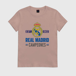 Футболка хлопковая женская Real Madrid Реал Мадрид, цвет: пыльно-розовый
