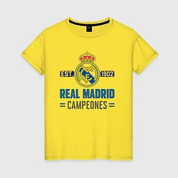 Футболка хлопковая женская Real Madrid Реал Мадрид, цвет: желтый