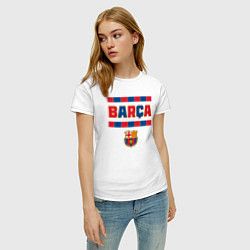 Футболка хлопковая женская Barcelona FC ФК Барселона, цвет: белый — фото 2