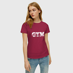 Футболка хлопковая женская GYM- образ жизни, цвет: маджента — фото 2