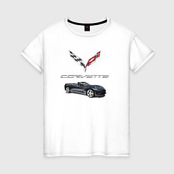 Футболка хлопковая женская Chevrolet Corvette, цвет: белый