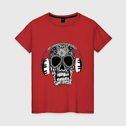 Футболка хлопковая женская Musical skull, цвет: красный