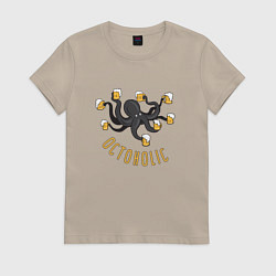 Футболка хлопковая женская Octoholic, цвет: миндальный