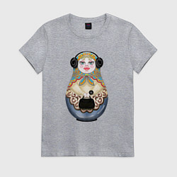 Футболка хлопковая женская Современная матрешка, цвет: меланж