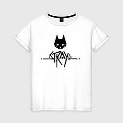 Футболка хлопковая женская Stray: Black Logo, цвет: белый