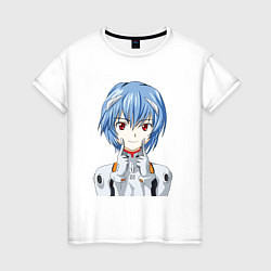 Футболка хлопковая женская Neon Genesis Evangelion Рей, цвет: белый