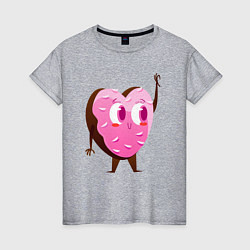 Футболка хлопковая женская Любимый розовый пончик, цвет: меланж