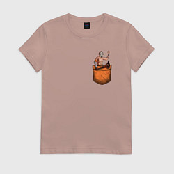 Футболка хлопковая женская Крэйг в кармане, цвет: пыльно-розовый